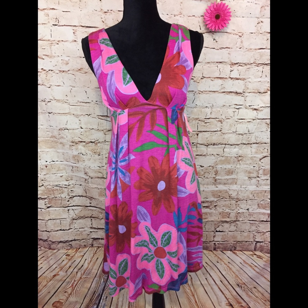Lani Summer Dress Floral Open Back Beach Coverup S